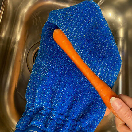 Gant de nettoyage, fibre bleue